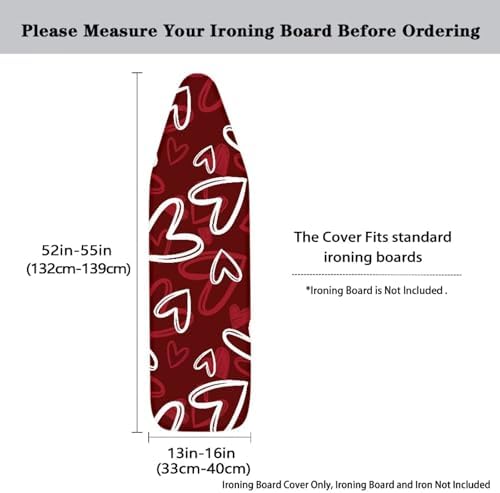Red Heart 15x54 Ironing Board Cover Elastic Edge Romantic Iron Board Cover - Image 5