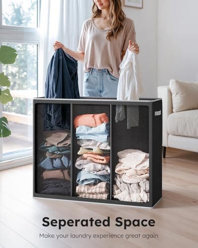 SOLEDI Large Laundry hamper 3 Section - Image 4