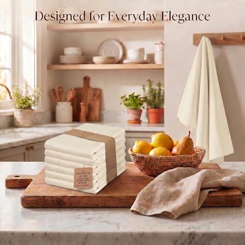Urban Villa Kitchen Towels Cotton Dish Towels 20”x30” Ivory - Image 5