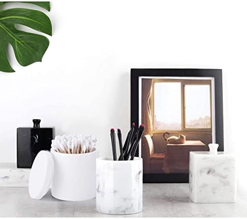 Cotton Swab Holder with Lid, Resin Cotton Ball Canister Jar Cosmetics Makeup - Image 4