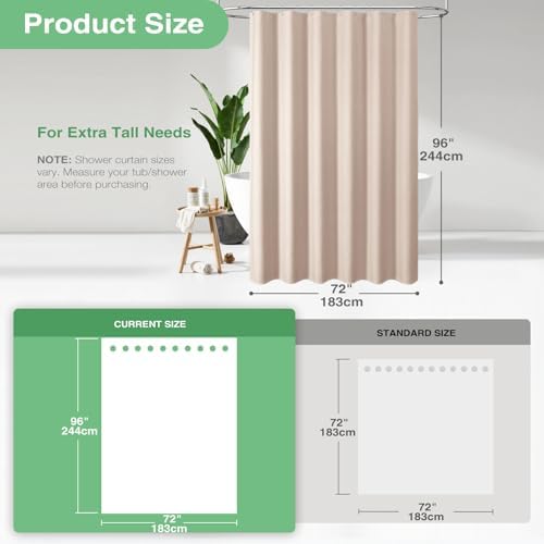 Dynamene Extra Long Waffle Shower Curtain 256 GSM Fabric 72x96 Blush Pink - Image 3