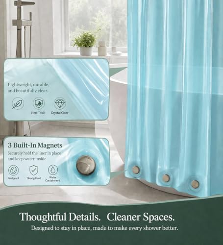 EHZNZIE Aqua Shower Curtain Liner 72x72, PEVA Waterproof Bath Curtain, No - Image 5
