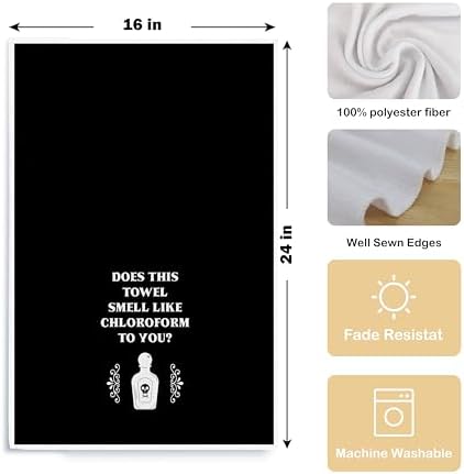 Funny Kitchen Dish Towels -Funny Black Bathroom Hand Towel Decor, Gothic - Image 5
