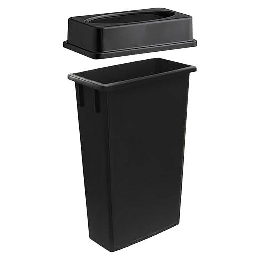 3 pack 23 Gallon Waste Bin with Swing Lid, Heavy-Duty Trash Can, Slim Rectangular Garbage Bin, Durable Waste Container, Recycling Bin, Plastic Wastebasket for Kitchen, Garage, Restaurants, Office