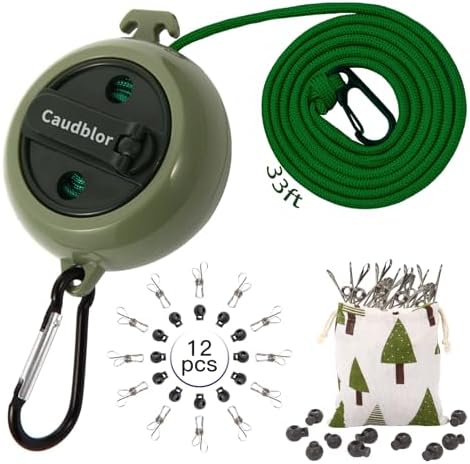Portable Travel Clothesline, 33ft Camping Clothes line by Caudblor