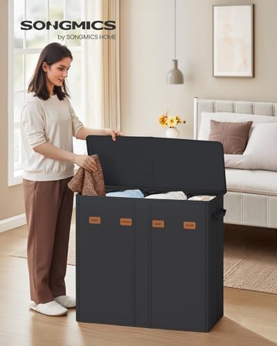 SONGMICS 210L Laundry Hamper, 4-Compartment Laundry Sorter - Image 2