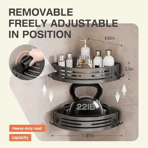 Lekesky Corner Shower Caddy Suction Cup, Corner Shower Shelf - Image 5