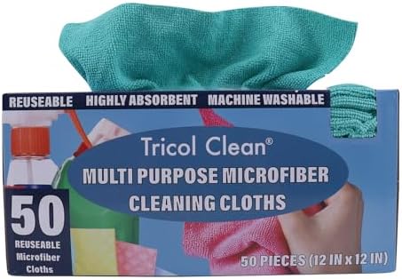 Tricol Clean 50PK Profesional Resuable Lint Free Microfiber Edgeless Cleaning by TricolClean