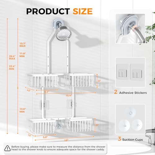 Adjustable Aluminum Shower Caddy Hanging - Image 7