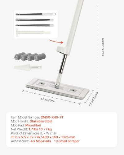 VEVOR Flat Mop, Self Wringing, Microfiber Floor Cleaner - Image 7