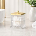Vince Camuto Home Glass Cotton Jar Holder – Matte Gold Lid, Elegant Bathroom by Unknown