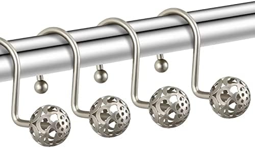 Gracelife 12Pcs Hollow Ball Shower Curtain Hooks Luxury Quality Rustproof - Image 3