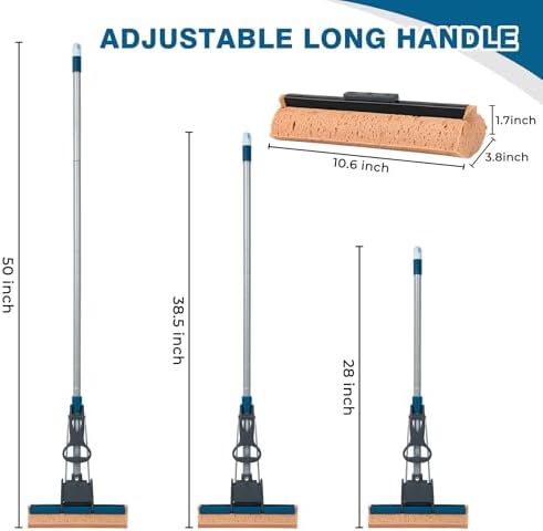 Sponge Mop for Floor Cleaning, Easy Self-Squeeze for Hardwood Tile Concrete - Image 2