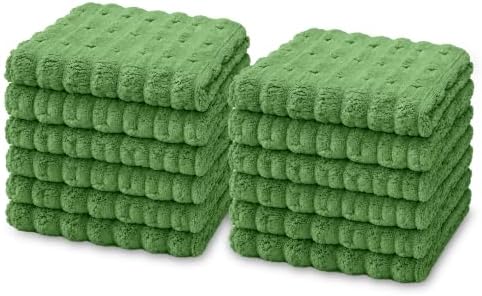 kimteny Microfiber Dish Cloths for Washing Dishes 12 Pack, Dark Green by kimteny