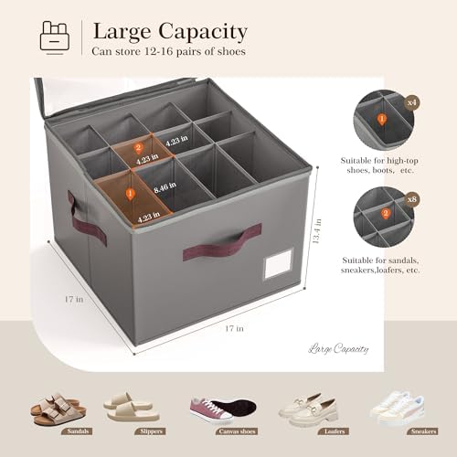 Criusia Shoe Organizer for Closet, 2 Pack Shoe Organizer - Image 2