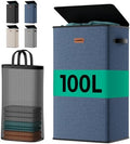 100L Laundry Hamper with Lid, Sturdy Clothes Hamper Heavy-Duty Laundry Basket by MECINFUL