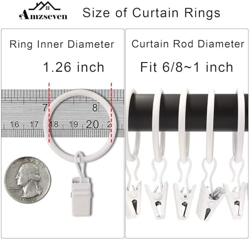 80 Pack Curtain Rings with Clips, Drapery Clips with Rings, Drapes Rings 1.26 - Image 3