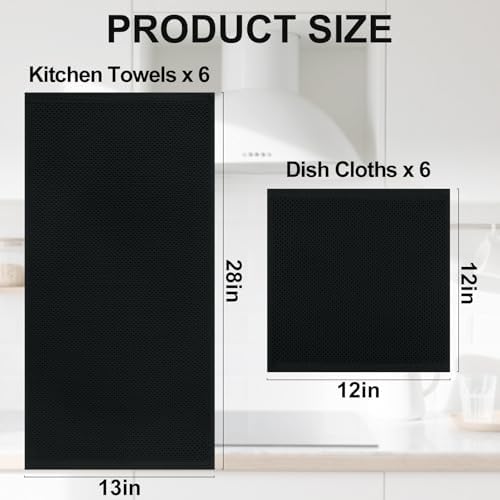 Homaxy 12 Pack 100% Cotton Kitchen Towels and Dishcloths Set - Image 4