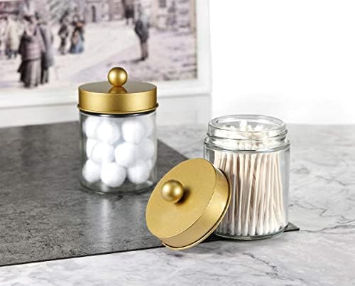 Amolliar Apothecary Jar Bathroom Storage Qtip Holder Glass - Image 5