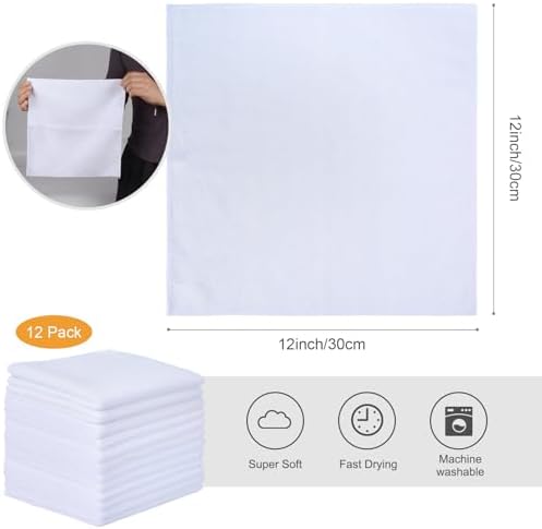 SINLAND Microfiber Cleaning Cloth Kitchen Dish Cloths 12x12In 12 Pack White - Image 2