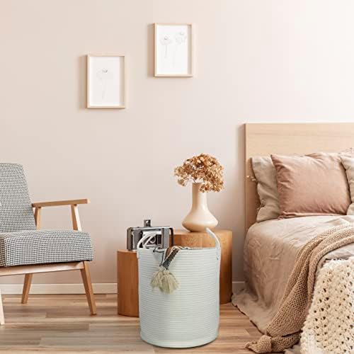 XUANGUO White Cotton Rope Laundry Basket Hamper - Image 5