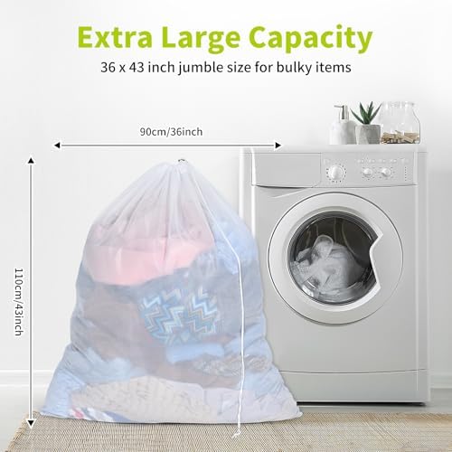 OTraki Ex-Large Mesh Laundry Bag 36x43 Inch Drawstring Laundry Wash Bags 2 Pack - Image 5