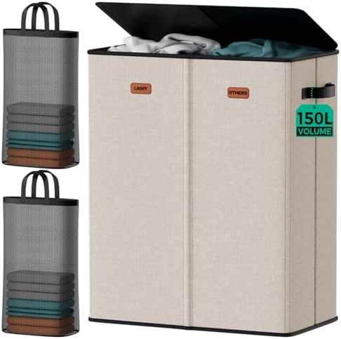150L 2-Section Laundry Hamper by MECINFUL