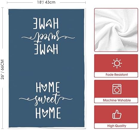 Artoid Mode Blue Grey Stripes Home Sweet Home Boho Winter Kitchen Towels Dish - Image 6