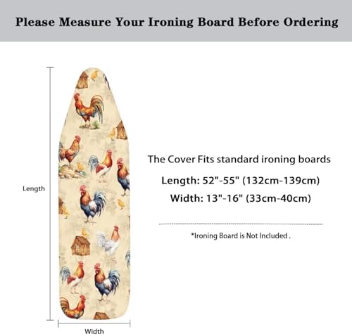 GLENLCWE Rooster Ironing Board Cover, 54x15 inches, Animal Print Ironing Board - Image 5