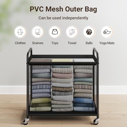 ELYKEN Laundry Hamper 3 Section, 120L Rolling Laundry Sorter - Image 7