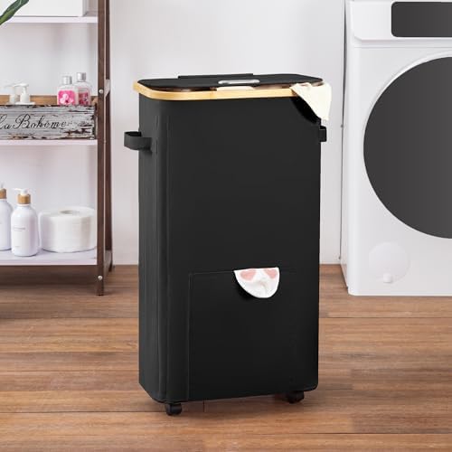 Vincona Laundry Basket with Wheels, Tall Dirty Clothes Hamper on Wheels - Image 6