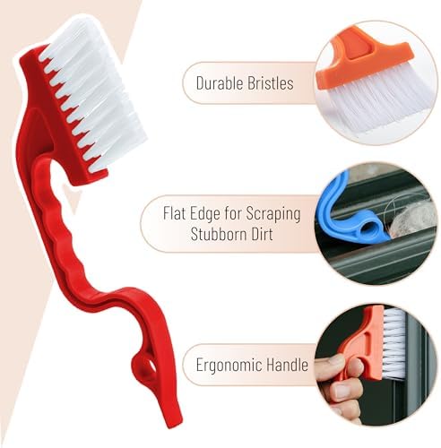 Slick- Window Track Cleaning Brush, 4 Pack, Colorful Ergonomic Handle, Built-in - Image 3
