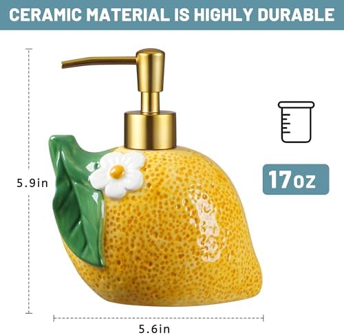 RQYIXI 17 OZ Lemon Ceramic Soap Dispenser - Image 5