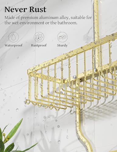 YASONIC Never Rust Shower Caddy Hanging, Aluminum Shower Racks - Image 3