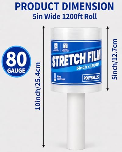 Polysells 2 Pack 5" x 1200ft MIni Roll Stretch Film - Image 2