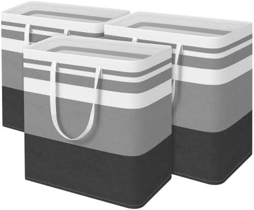 BlissTotes 3-Pack Laundry Basket, Collapsible Laundry Hamper by BlissTotes