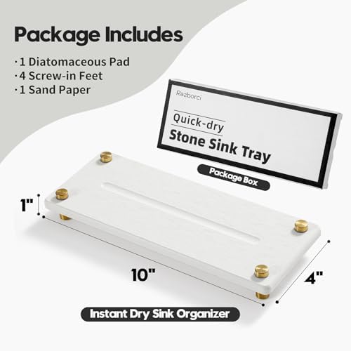 Razborci Water Absorbing Stone Sink Caddy Kitchen Sink Organizer Tray, - Image 3