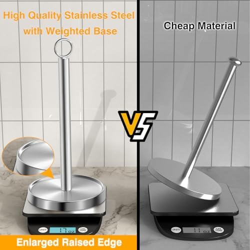 Paper Towel Holder Countertop, Stainless Steel, Weighted Non-Slip Base - Image 3