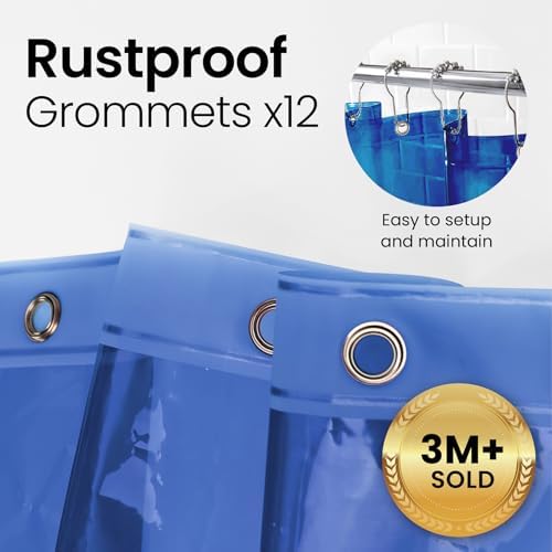 LiBa Shower Curtain Liner PEVA 8G, 72x72 Inch Waterproof Blue - Image 4