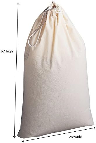 Household Essentials Cotton Laundry Bag, 100% Cotton, Drawstring Top - Image 2