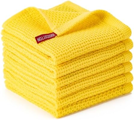 Kitchen Towels 6-Pack Kitchen Dish Cloths, 100% Cotton, 12x12 In by BOOMIBOO