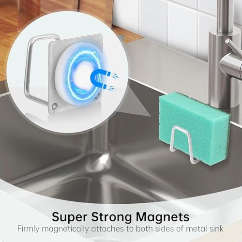 Magnetic Sponge Holder for Kitchen Sink, Strong Magnetic Stainless Steel - Image 3