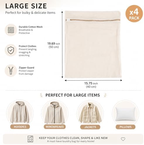 4 Pack Organic Cotton Mesh Laundry Bags - Image 3