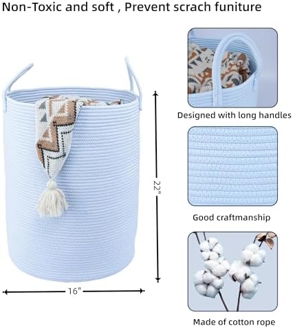 XUANGUO Cotton Rope Laundry Basket Hamper - Image 2