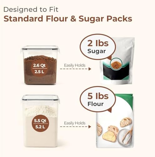 ComSaf Airtight Flour and Sugar Container 2.6Qt & 5.5Qt 3Pack, Wide Mouth - Image 3