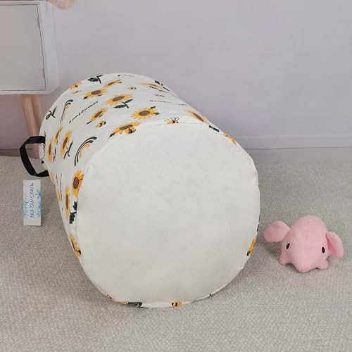 Round Laundry Basket Collapsible Storage Hamper Organizer Sunflower - Image 6