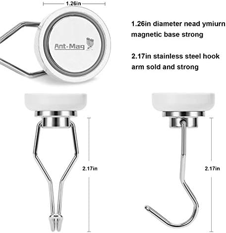 Ant Mag Swivel Magnetic Hooks 80lbs White 4 Pack - Image 3