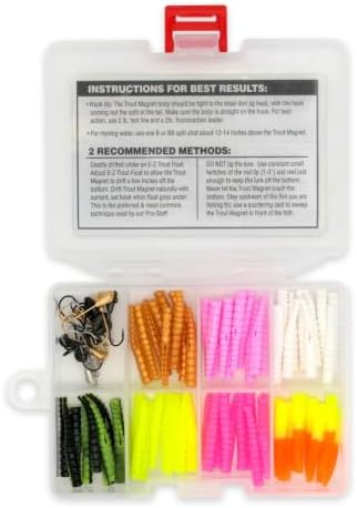 Trout Magnet 82-Piece Neon Fishing Gear Kit, Includes 70 Grub Bodies Trout Bait - Image 2