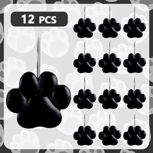 12-Piece Cat Paw Print Shower Curtain Hooks - Image 4