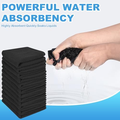 100% Cotton Washcloths Set, 12x12 Inch Black - Image 6